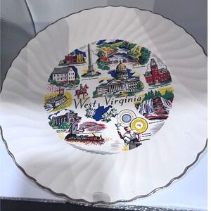 Vintage West Virginia‎ Souvenir Plate Scenic Landmarks Decorative Collectible